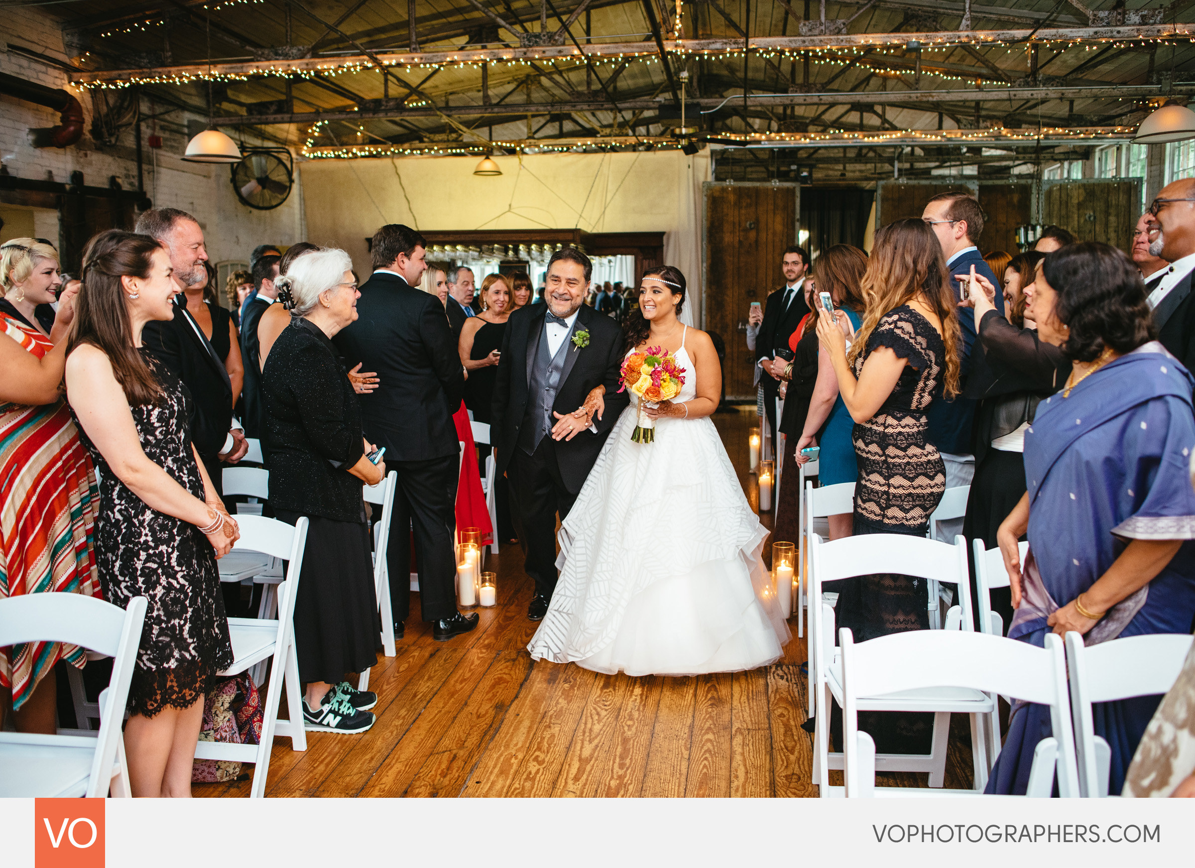 Bride Walking down the Aisle - Lace Factory Ceremony
